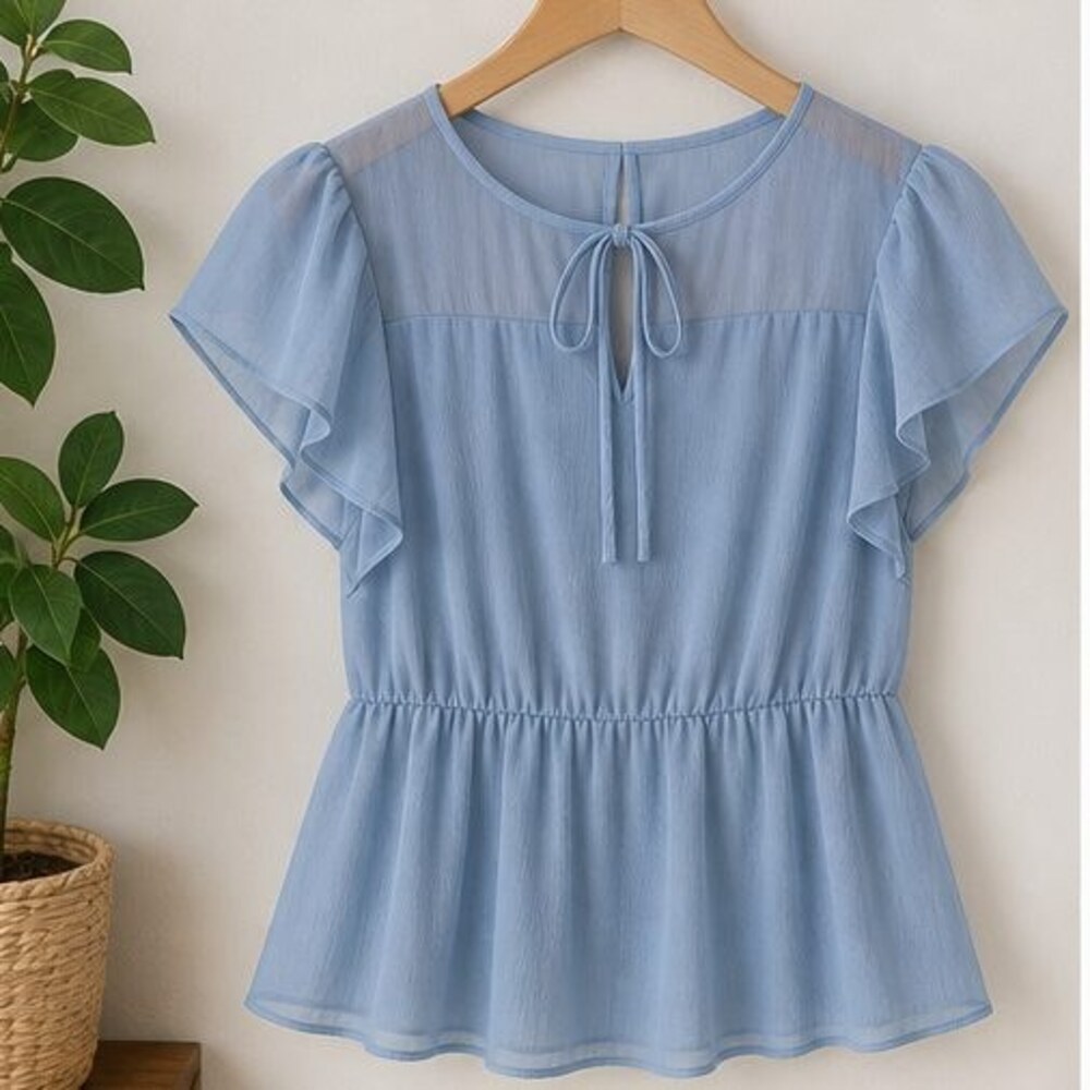 Blue Puff Sleeve Top